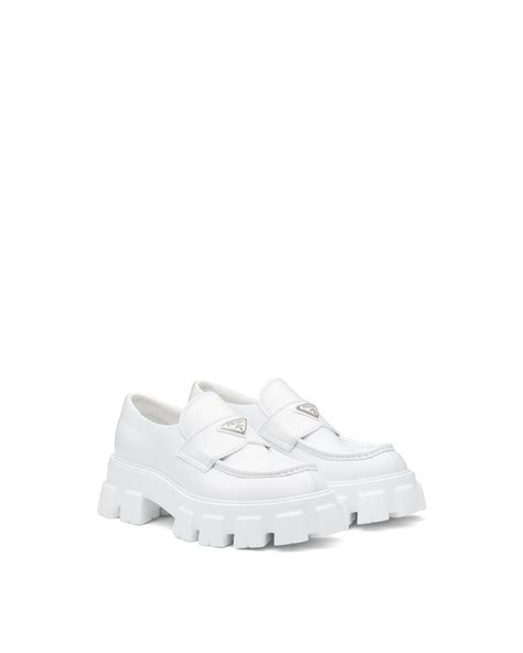 white prada platform loafers|prada pointed loafers.